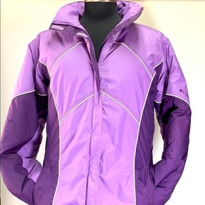 Columbia Cold Weather Purple Color Block Hooded  Zip Up Youth 18/20 Jacket Coat